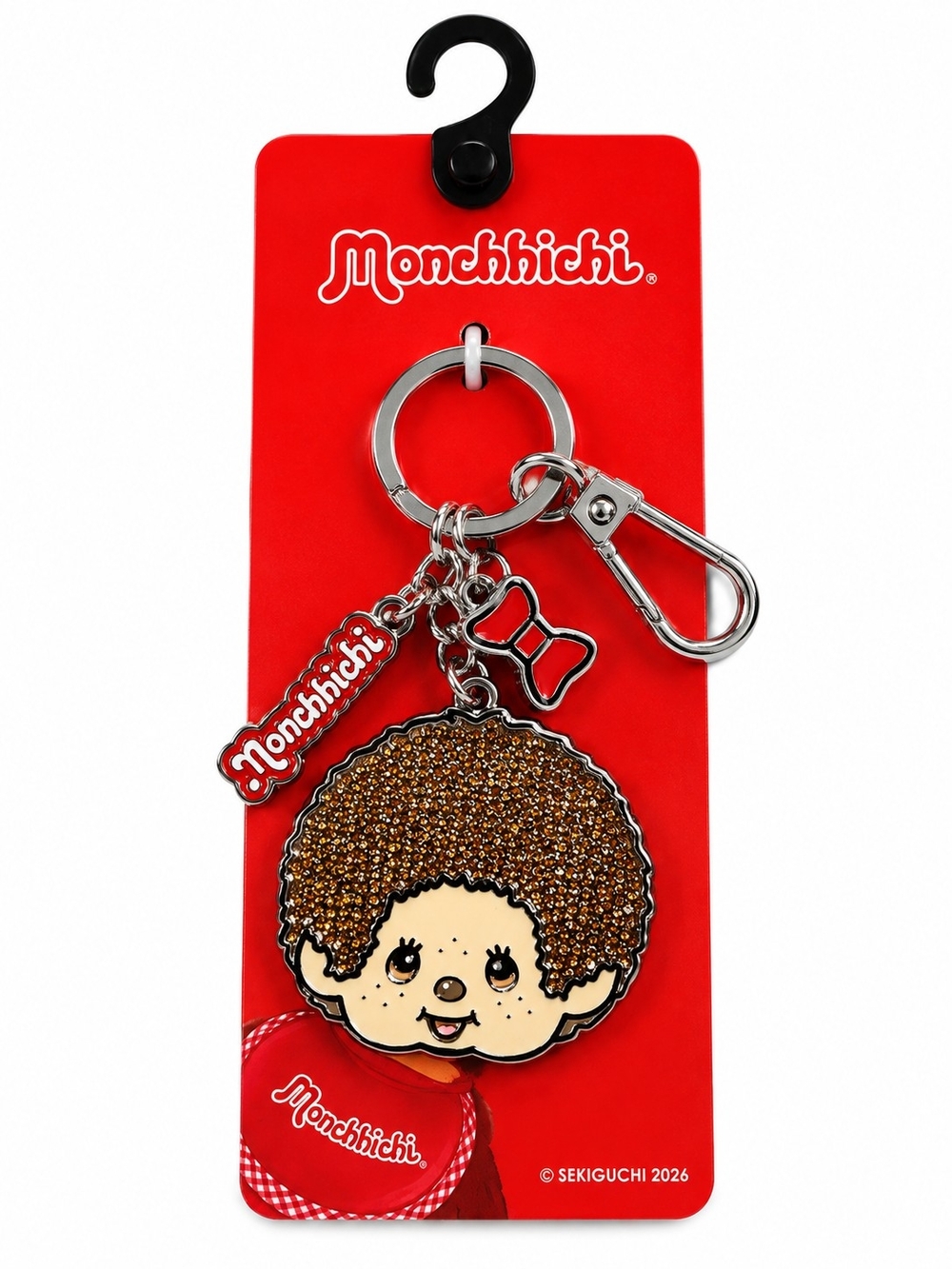 Monchhichi Rhinestone Face Bag Charm Keychain Sekiguchi NWT